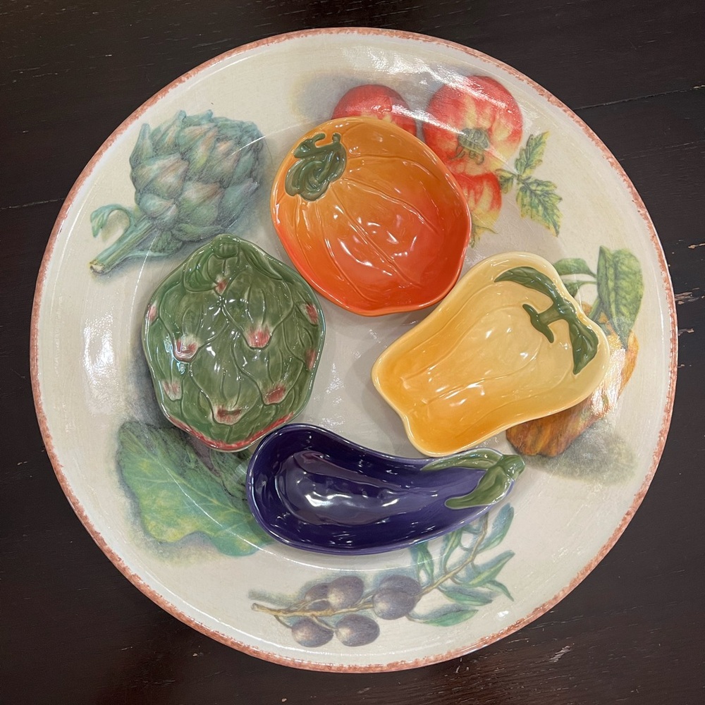 WILLIAMS SONOMA Italy Jardin Potager Platter and accompanying service dishes
